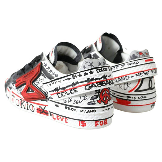 Dolce & Gabbana Multicolor Hand-Painted Leather Sneakers Dolce & Gabbana Light Gray