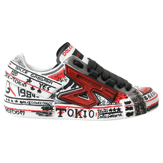 Dolce & Gabbana Multicolor Hand-Painted Leather Sneakers Dolce & Gabbana Dark Slate Gray