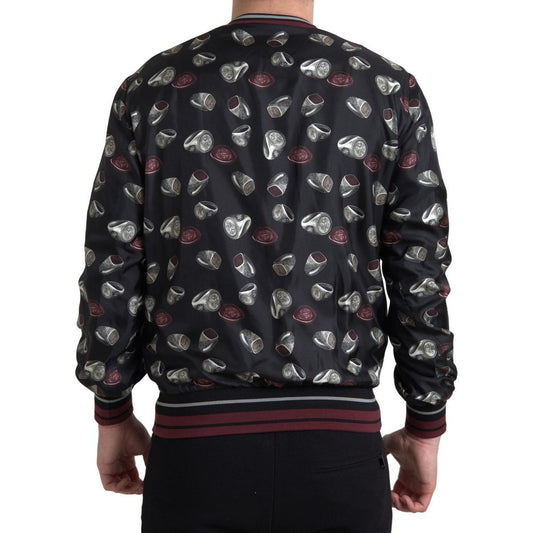 Dolce & Gabbana Elegant Silk Crewneck Pullover - Black Multicolor Dolce & Gabbana Black