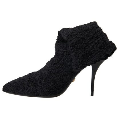 Dolce & Gabbana Black Stiletto Heels Mid Calf Boots 1728,67345645728,Black,Boots - Shoes,Boots - Women - Shoes,Dolce & Gabbana,EU38.5/US8,High Heel - Boots - Shoes,Material: Virgin Wool,New with tags,Shoes,Women,Women - Shoes