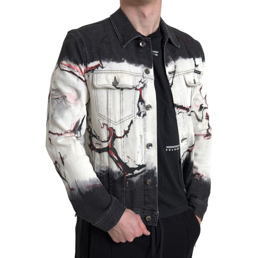 Dolce & Gabbana Multicolor Cotton Stretch Denim Jacket Dolce & Gabbana Light Gray