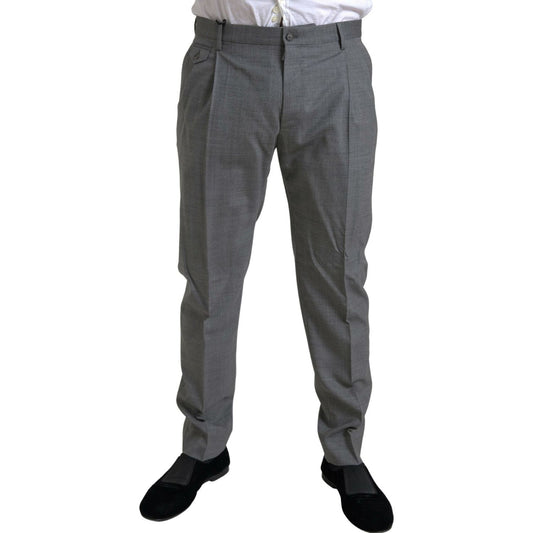 Dolce & Gabbana Elegant Skinny Wool Dress Pants in Grey Dolce & Gabbana Dark Slate Gray