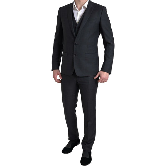 Dolce & Gabbana Elegant Black Martini Slim Fit 3-Piece Suit Dolce & Gabbana Black