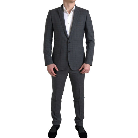 Dolce & Gabbana Elegant Grey Checkered Slim Fit Suit Dolce & Gabbana Dark Slate Gray