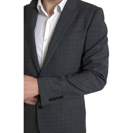 Dolce & Gabbana Elegant Grey Checkered Slim Fit Suit Dolce & Gabbana Dark Slate Gray
