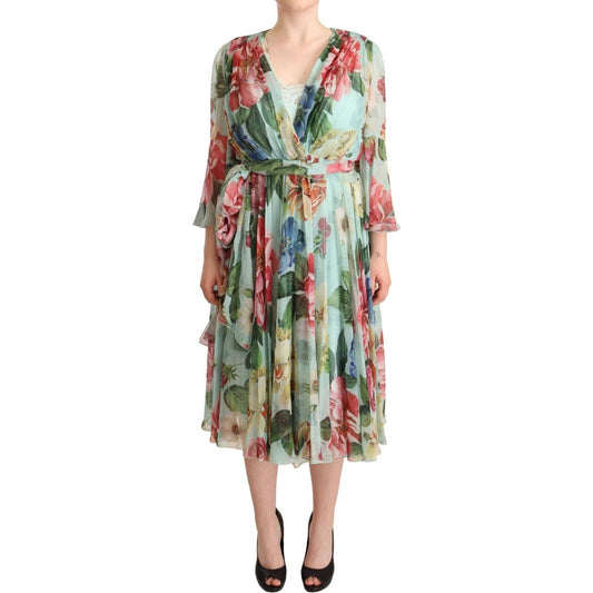 Dolce & Gabbana Floral Silk Midi Wrap Dress Dolce & Gabbana Rosy Brown