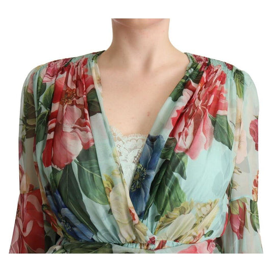 Dolce & Gabbana Floral Silk Midi Wrap Dress Dolce & Gabbana Rosy Brown