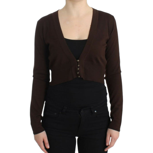 Cavalli Brown cropped wool cardigan
