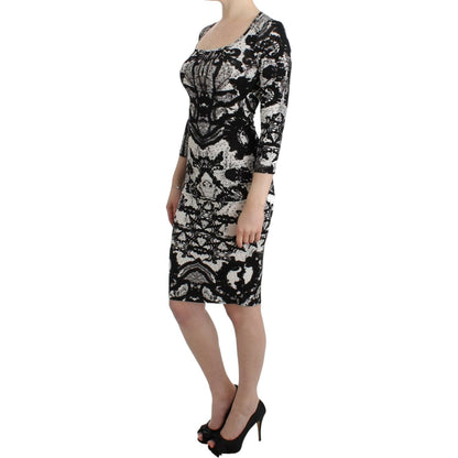 Cavalli Black Printed Sheath Dress