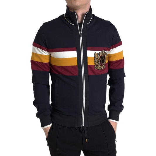 Dolce & Gabbana Elegant Blue Striped Zip Cardigan Sweater Dolce & Gabbana Black