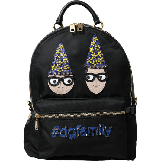 Dolce & Gabbana Elegant Black Gold Detail Backpack Dolce & Gabbana Black