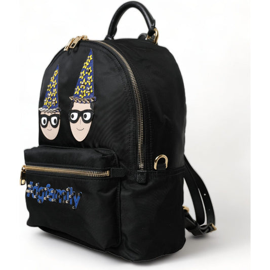 Dolce & Gabbana Elegant Black Gold Detail Backpack Dolce & Gabbana Black
