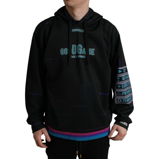 Dolce & Gabbana Elegant Graphic Print Hooded Pullover Dolce & Gabbana Black