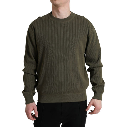 Dolce & Gabbana Elegant Green Crew Neck Cotton Sweater Dolce & Gabbana Dark Slate Gray