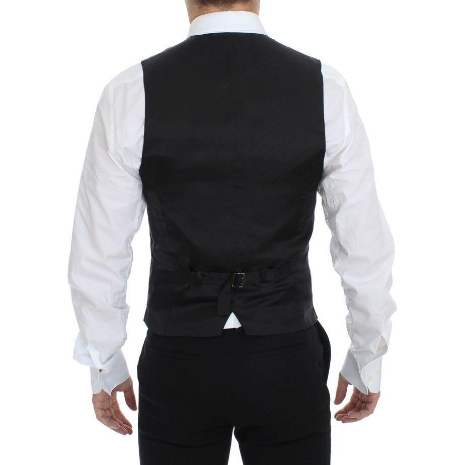 Dolce & Gabbana Black Striped Stretch Dress Vest Gilet VES10016-1