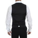 Dolce & Gabbana Black Striped Stretch Dress Vest Gilet VES10016-1