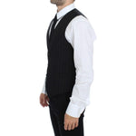 Dolce & Gabbana Black Striped Stretch Dress Vest Gilet VES10016-1