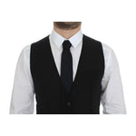 Dolce & Gabbana Black Wool Formal Dress Vest Gilet Jacket VES10037-1