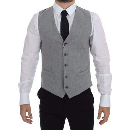 Dolce & Gabbana Gray Cotton Stretch Dress Vest Blazer