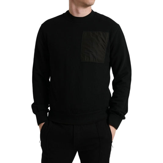Dolce & Gabbana Elegant Crew Neck Cotton Blend Sweater Dolce & Gabbana Black