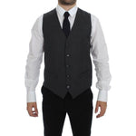 Dolce & Gabbana Black Striped Wool Single Breasted Vest GSS12010-1