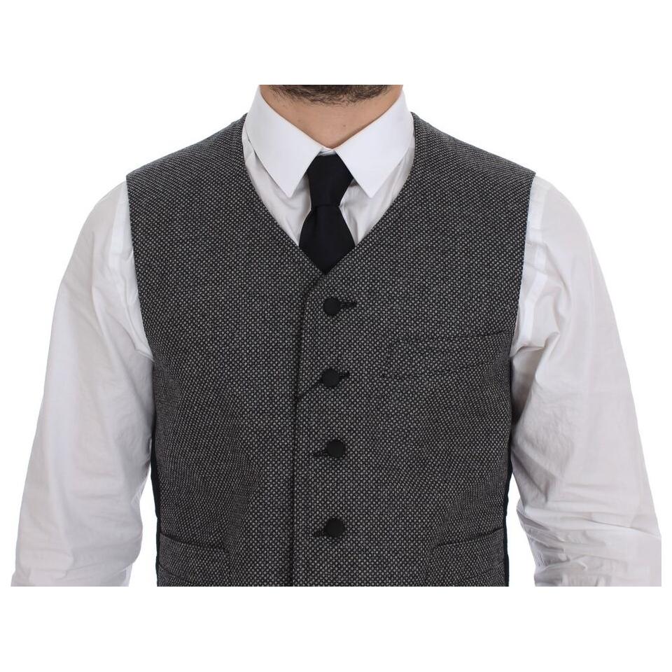 Dolce & Gabbana Gray Cotton Blend Logo Vest Gilet Weste