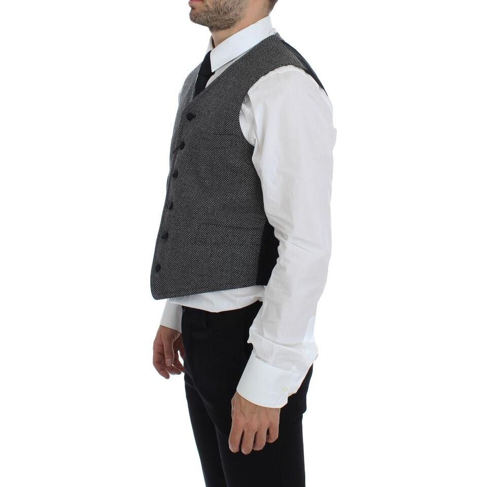 Dolce & Gabbana Gray Cotton Blend Logo Vest Gilet Weste