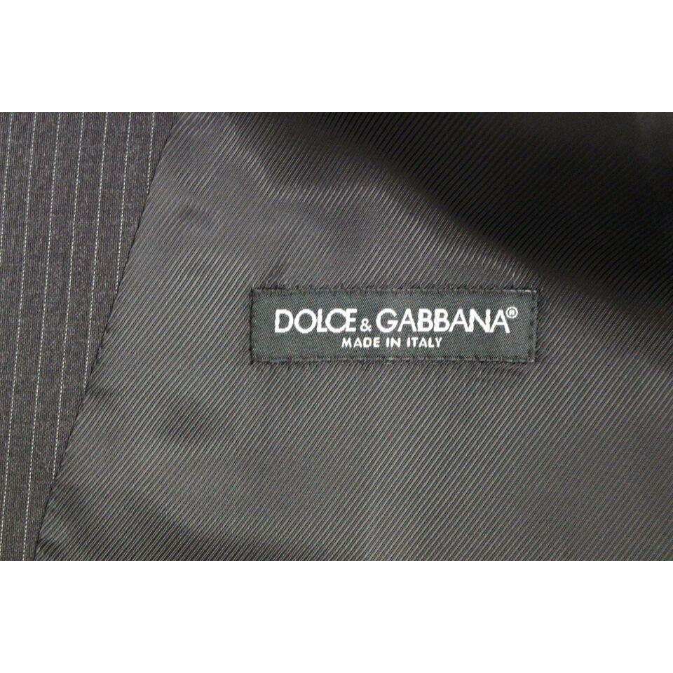 Dolce & Gabbana Gray Striped Wool Single Breasted Vest 1728,67345645728,Clothing,Dolce & Gabbana,Gray,IT48 | M,Material: 100% Wool,Men,Men - Clothing,New with tags,Suits & Blazers - Clothing,Vests - Men - Clothing,Waistcoats - Suits & Blazers - Clothing