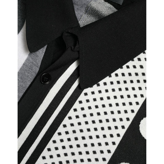 Dolce & Gabbana Elegant Striped Silk Blend Cardigan Dolce & Gabbana Black