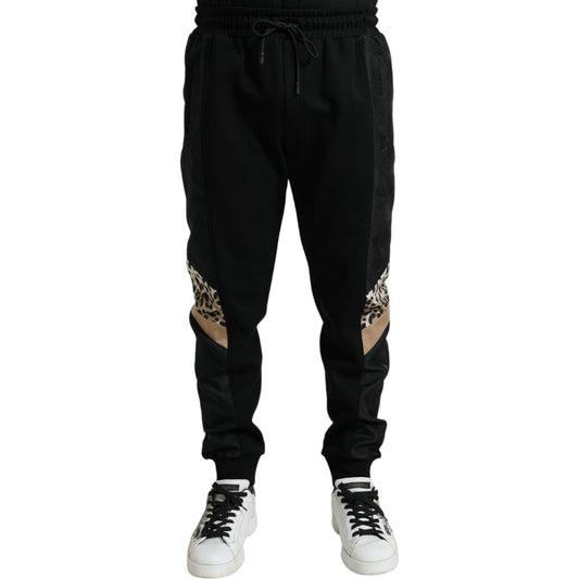 Dolce & Gabbana Elegant Black Leopard Jogger Pants Dolce & Gabbana Black
