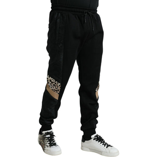 Dolce & Gabbana Elegant Black Leopard Jogger Pants Dolce & Gabbana Black