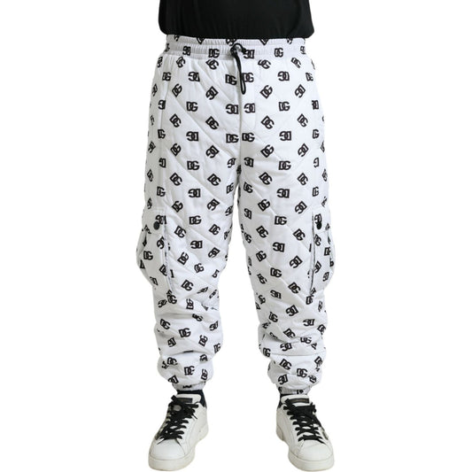 Dolce & Gabbana Chic White Jogger Pants with Iconic DG Print Dolce & Gabbana Light Gray