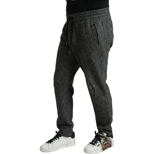 Dolce & Gabbana Elegant Dark Gray Wool Blend Joggers Dolce & Gabbana Dark Slate Gray