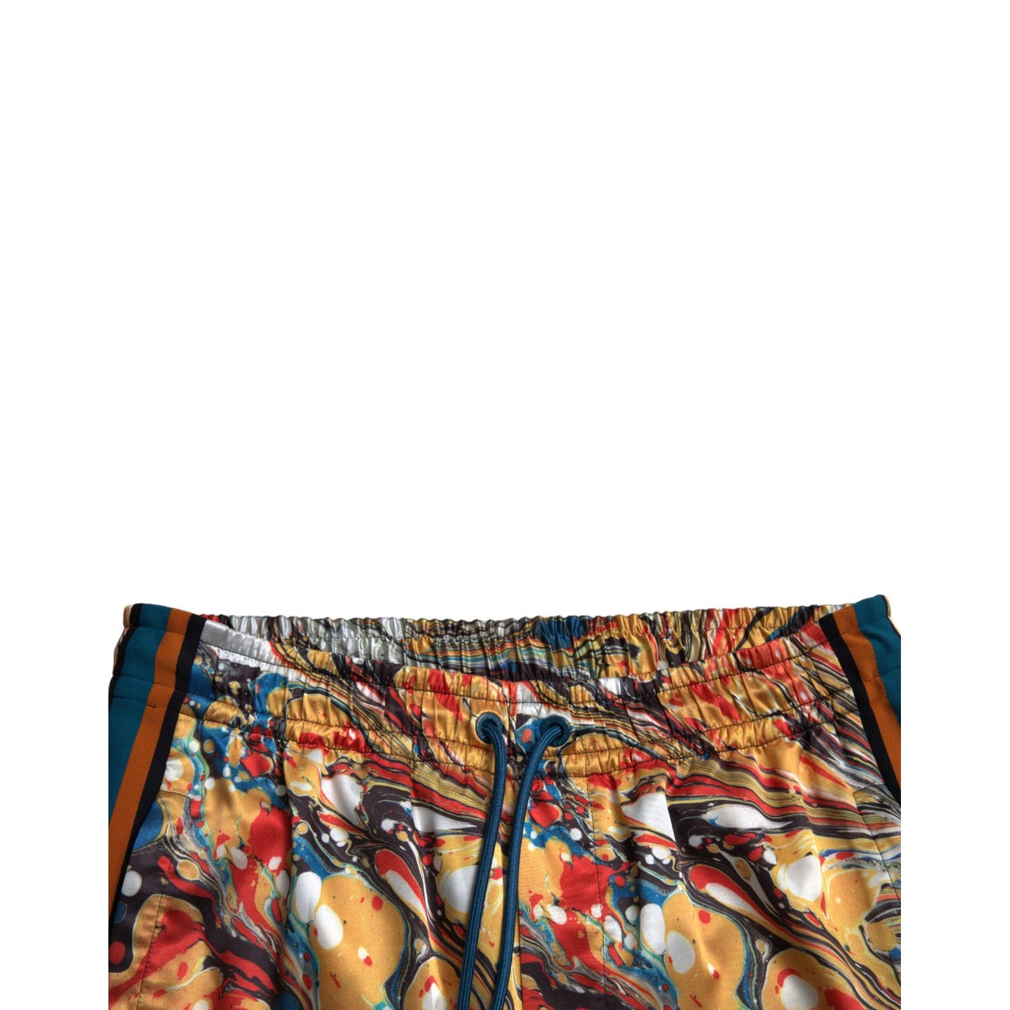 Dolce & Gabbana Multicolor Marble Print Satin Pants