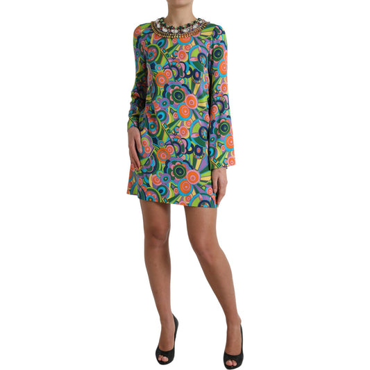 Dolce & Gabbana Multicolor Geometric Silk Mini Dress Dolce & Gabbana Dim Gray