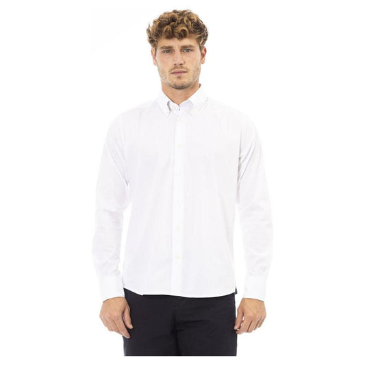 Baldinini Trend White Cotton Men Shirt Baldinini Trend Dark Slate Gray