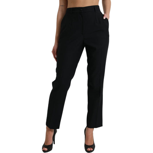Dolce & Gabbana Elegant High Waist Wool Pants Dolce & Gabbana Black