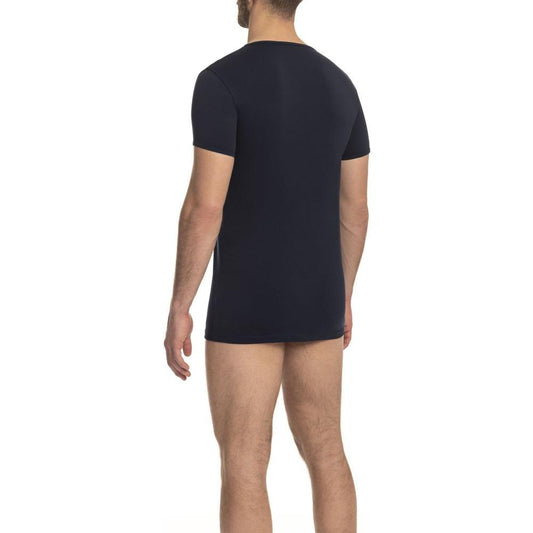 Cavalli Class Blue Cotton Men T-Shirt Cavalli Class Rosy Brown