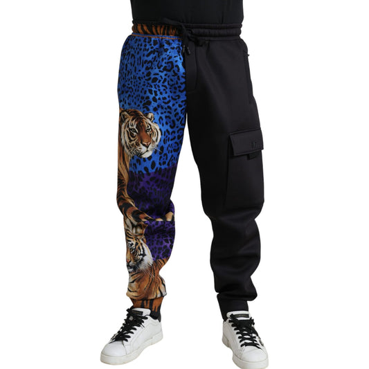 Dolce & Gabbana Elegant Tiger Print Joggers Dolce & Gabbana Black
