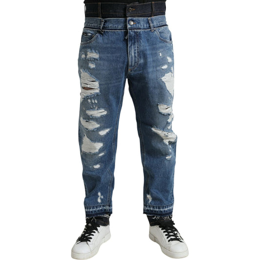 Dolce & Gabbana Chic Skinny Tattered Denim Jeans Dolce & Gabbana Dark Slate Gray