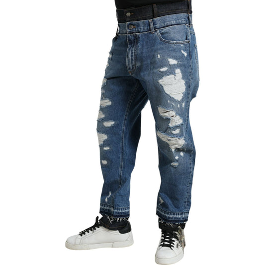 Dolce & Gabbana Chic Skinny Tattered Denim Jeans Dolce & Gabbana Dark Slate Gray