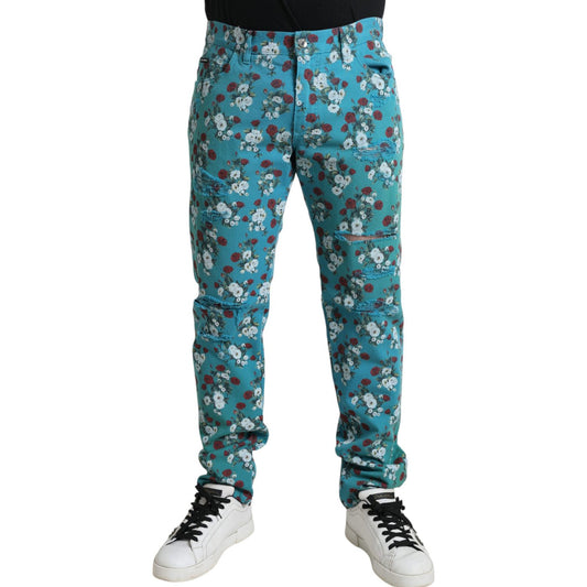 Dolce & Gabbana Chic Floral Skinny Denim Jeans Dolce & Gabbana Dim Gray