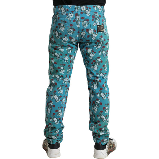 Dolce & Gabbana Chic Floral Skinny Denim Jeans Dolce & Gabbana Dim Gray