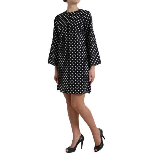 Dolce & Gabbana Elegant Polka Dot Shift Mini Dress Dolce & Gabbana Rosy Brown