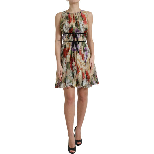 Dolce & Gabbana Floral Elegance Silk Chiffon Mini Dress Dolce & Gabbana Rosy Brown