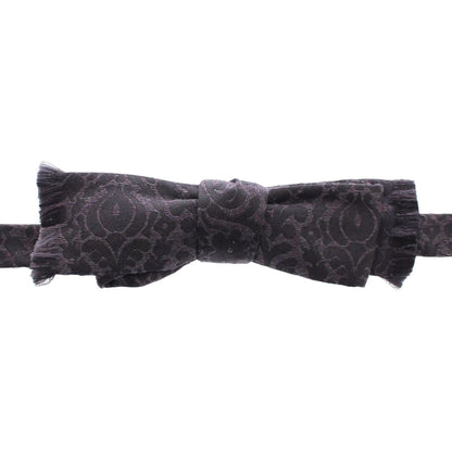 Dolce & Gabbana Gray Black Wool Bow Tie
