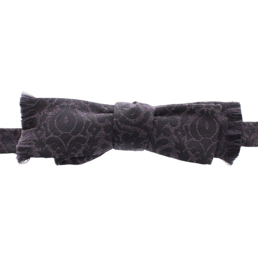 Dolce & Gabbana Gray Black Wool Silk Bow Tie Bow Tie