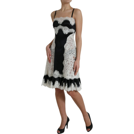 Dolce & Gabbana Elegant Silk Blend A-Line Lace Dress Dolce & Gabbana Rosy Brown