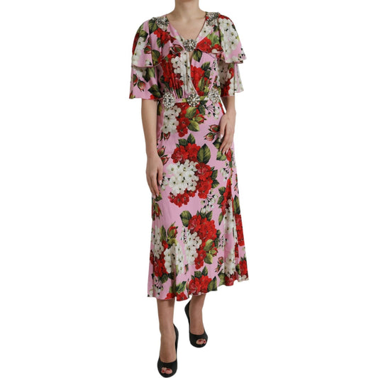 Dolce & Gabbana Elegant Crystal-Embellished Silk Dress Dolce & Gabbana Rosy Brown