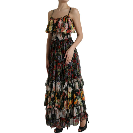Dolce & Gabbana Vibrant Silk Floral Maxi Dress Dolce & Gabbana Black